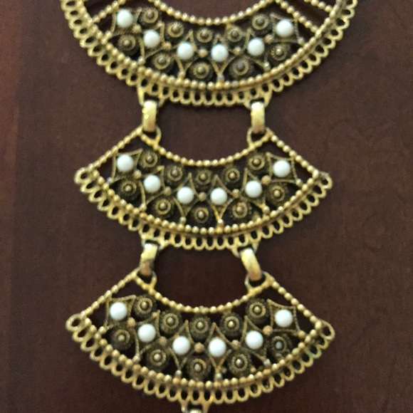 Vintage Goldette-style 1960s necklace white stones - Picture 9 of 16